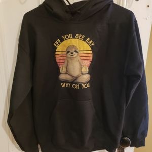 Brand new black sweatshirt with sloth